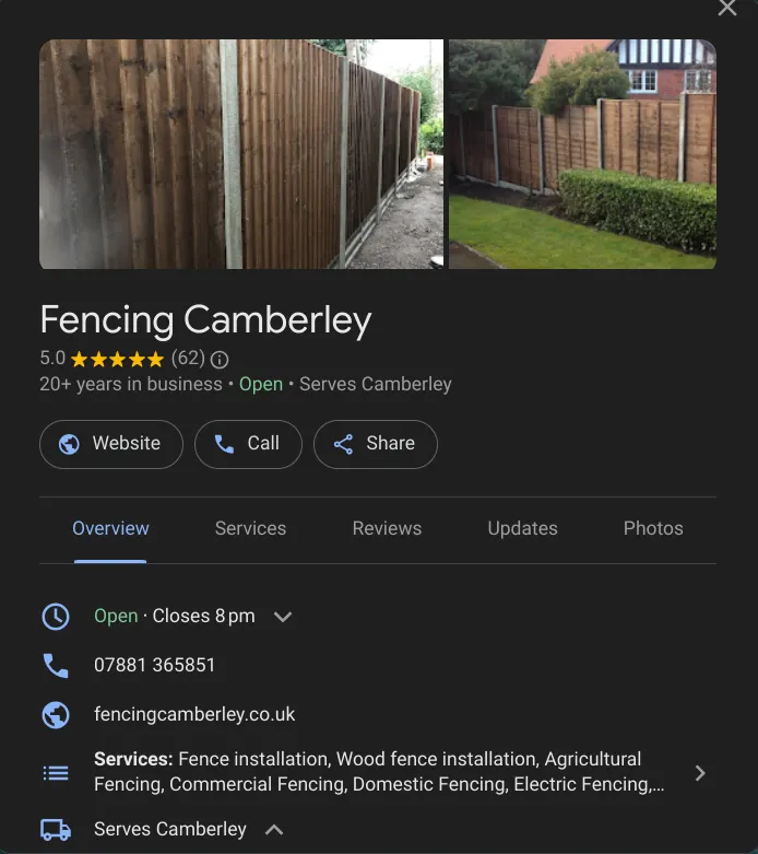 fencing camberley